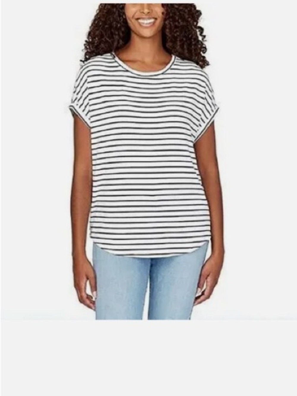Buffalo David Bitton White Tee with Black Stripes